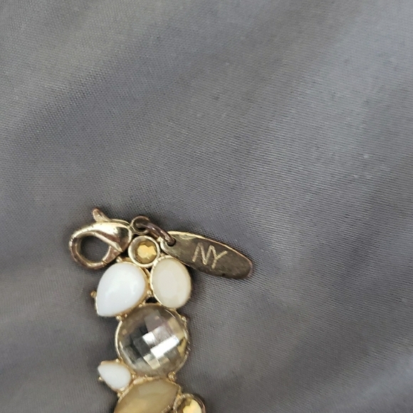 New York & Company Gold and White Cluster Necklace - Picture 2 of 4